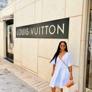 a new day White V-Neck Tiered Midi Dress with Puff Sleeves